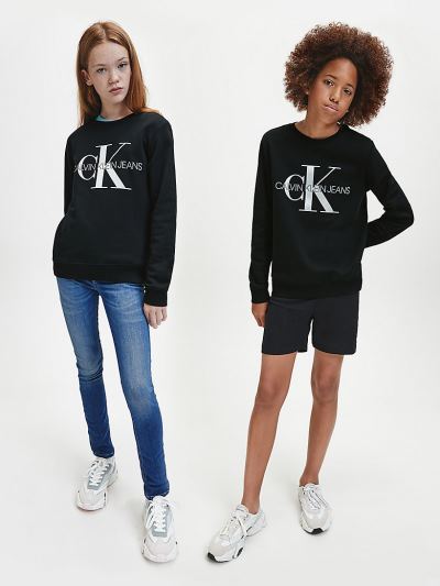 Calvin Klein Ruhák HU247568 | Calvin Klein Organic Cotton Logo Fiu Pulóver Fekete